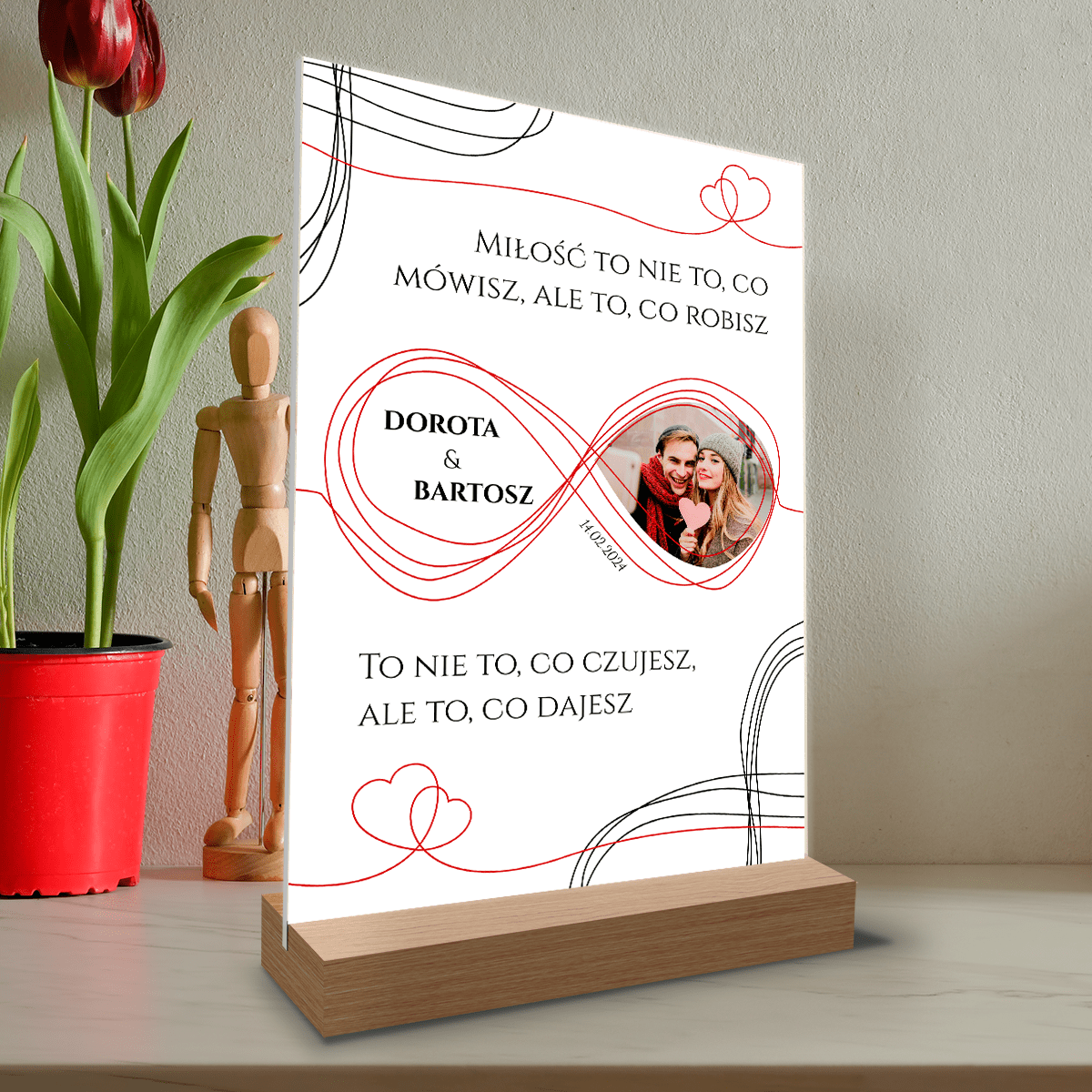 Nieskończona miłość - Druk na szkle, spersonalizowany prezent dla pary - Adamell.pl