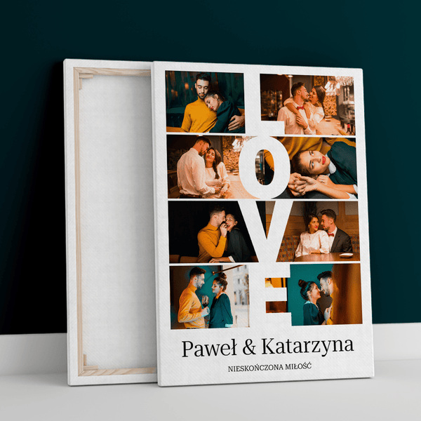 Nieskończona miłość kolaż - druk na płótnie, spersonalizowany prezent dla pary - Adamell.pl