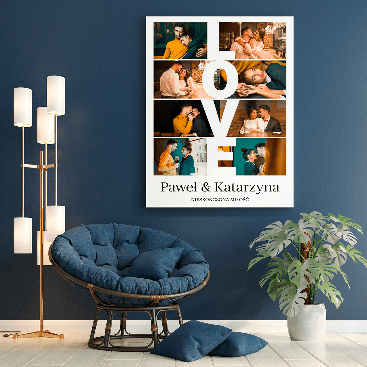 Nieskończona miłość kolaż - druk na płótnie, spersonalizowany prezent dla pary - Adamell.pl