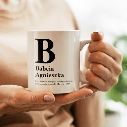 Od wnuków - 1x Kubek z nadrukiem, spersonalizowany prezent dla babci - Adamell.pl