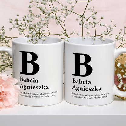 Od wnuków - 1x Kubek z nadrukiem, spersonalizowany prezent dla babci - Adamell.pl
