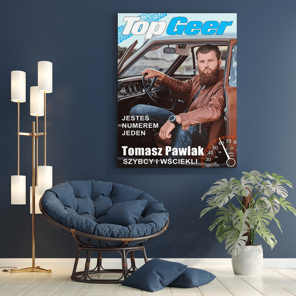 Okładka czasopisma - druk na płótnie, spersonalizowany prezent dla niego - Adamell.pl