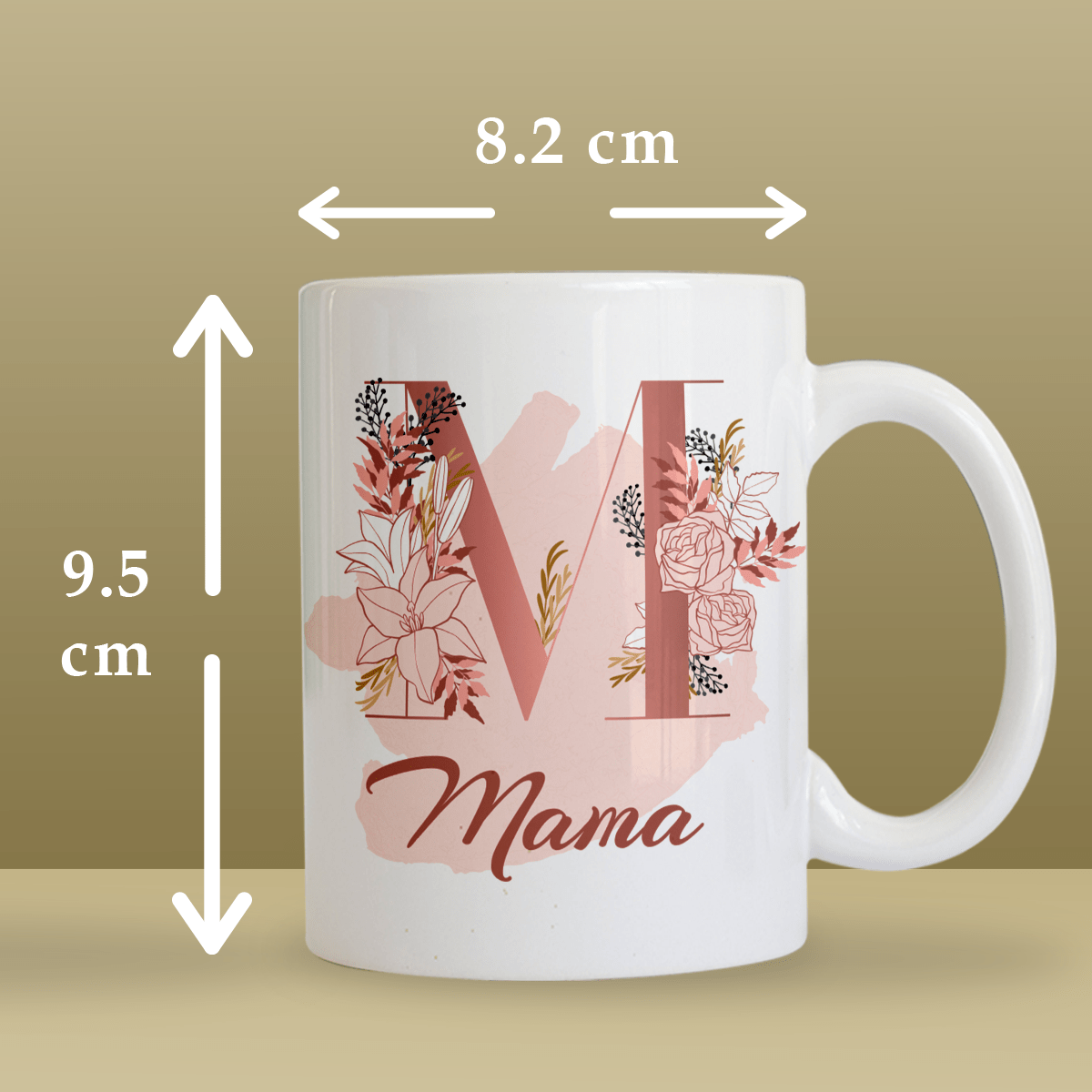 Ozdoba litera + napis - 1x Kubek z nadrukiem, spersonalizowany prezent dla mamy - Adamell.pl