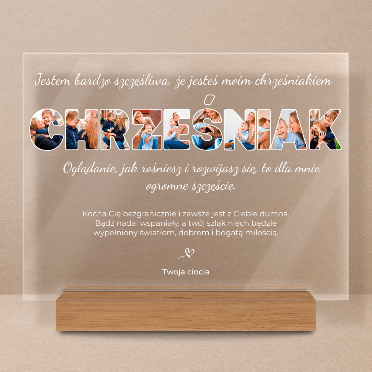 Pamiątka dla chrześniaka - Druk na szkle, spersonalizowany prezent dla dziecka - Adamell.pl