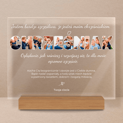 Pamiątka dla chrześniaka - Druk na szkle, spersonalizowany prezent dla dziecka - Adamell.pl