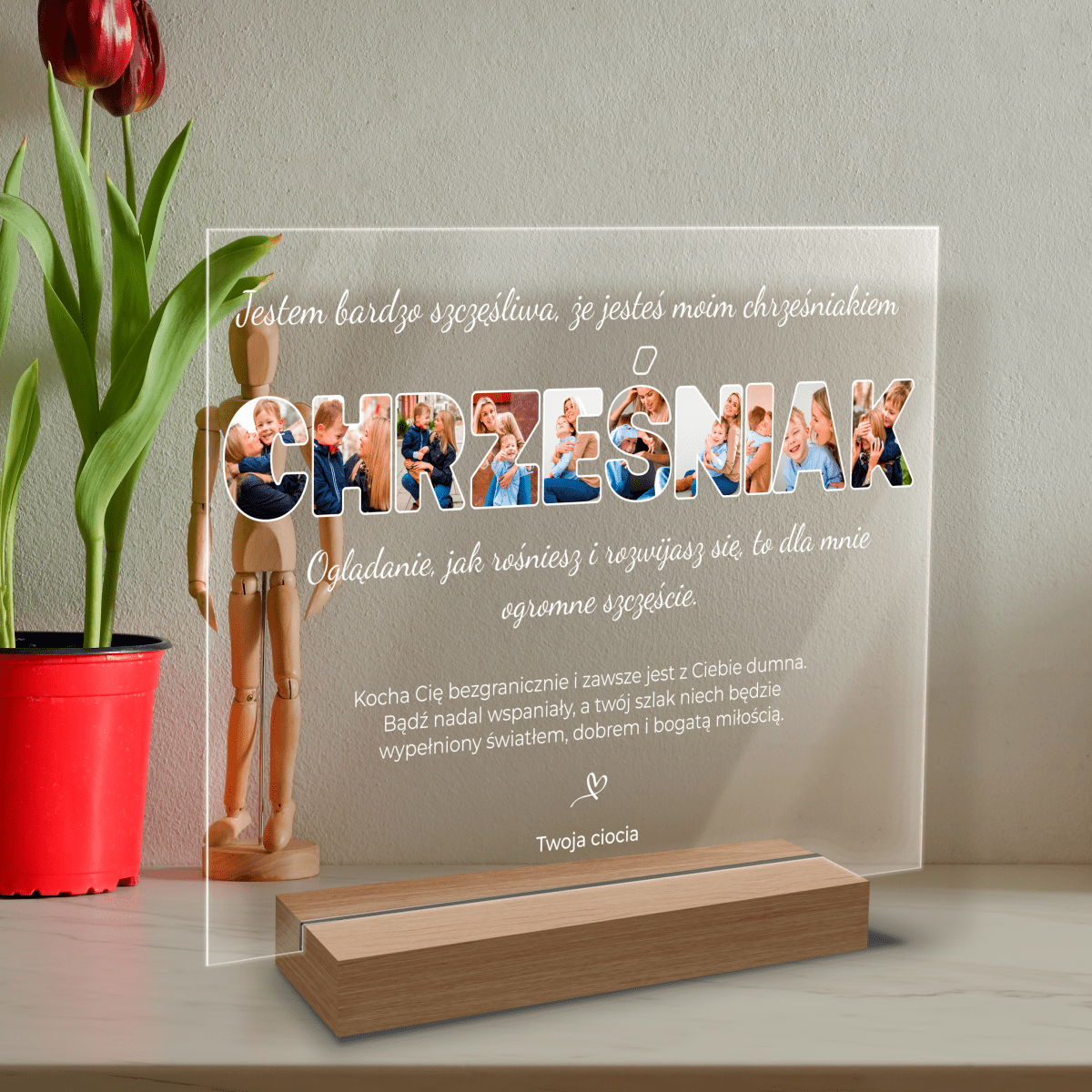 Pamiątka dla chrześniaka - Druk na szkle, spersonalizowany prezent dla dziecka - Adamell.pl