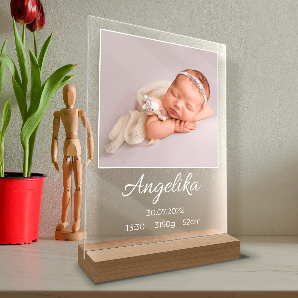 Pamiątka narodzin - Druk na szkle, spersonalizowany prezent dla dziecka - Adamell.pl - Wyjątkowe Prezenty