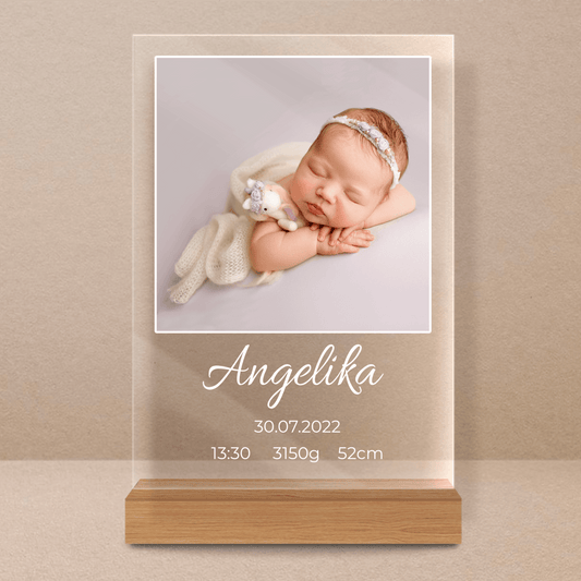 Pamiątka narodzin - Druk na szkle, spersonalizowany prezent dla dziecka - Adamell.pl - Wyjątkowe Prezenty