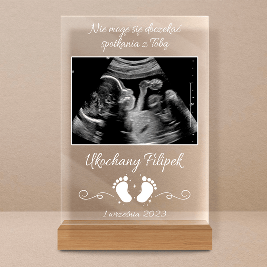 Pamiątka USG - Druk na szkle, spersonalizowany prezent dla dziecka - Adamell.pl