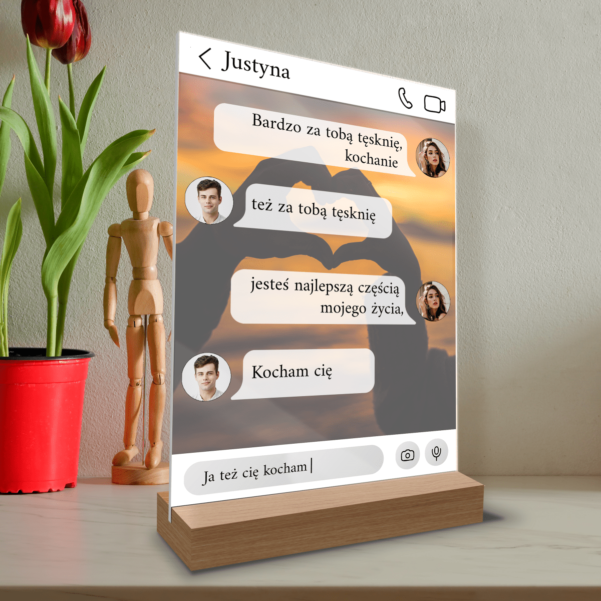 Para chat - Druk na szkle, spersonalizowany prezent dla pary - Adamell.pl