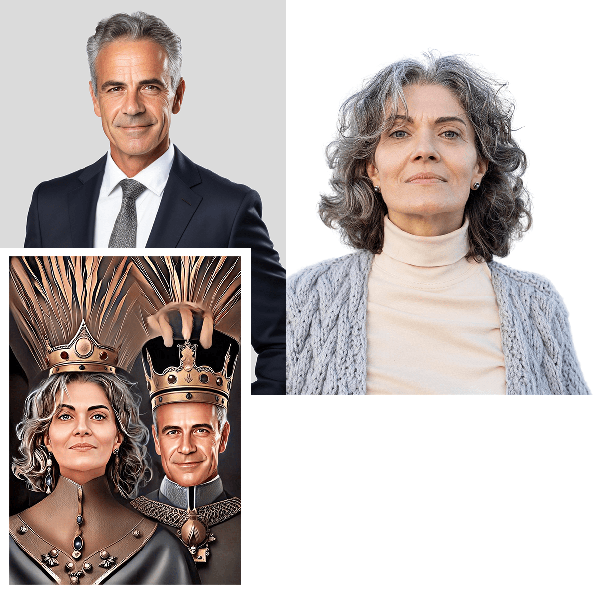 Para King & Queen - druk na płótnie, spersonalizowany prezent dla dziadków - Adamell.pl