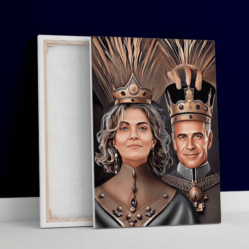Para King & Queen - druk na płótnie, spersonalizowany prezent dla dziadków - Adamell.pl