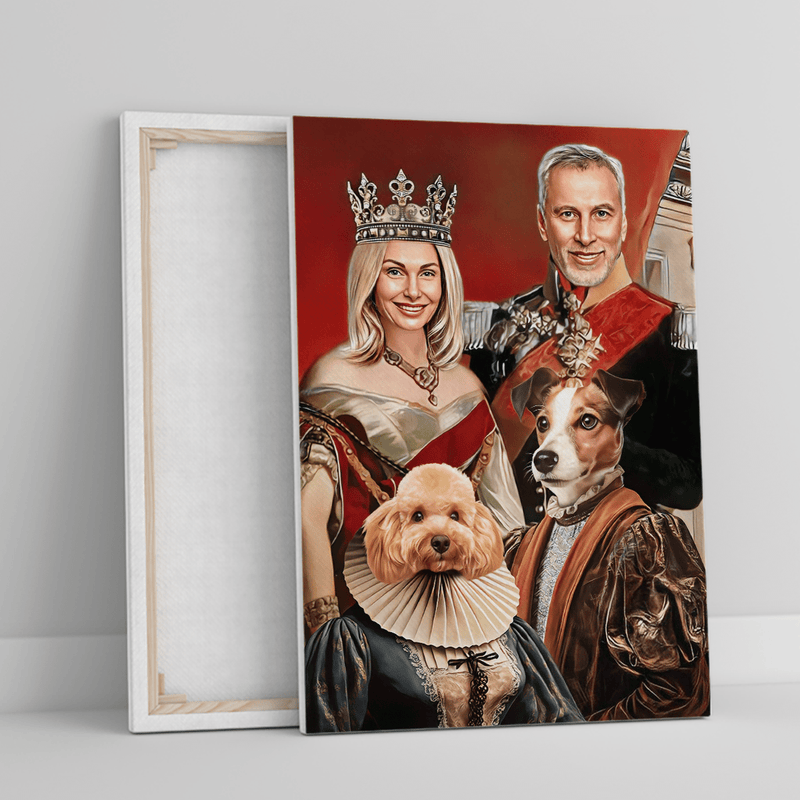 Para królewska z psami - druk na płótnie, spersonalizowany prezent dla pary - Adamell.pl