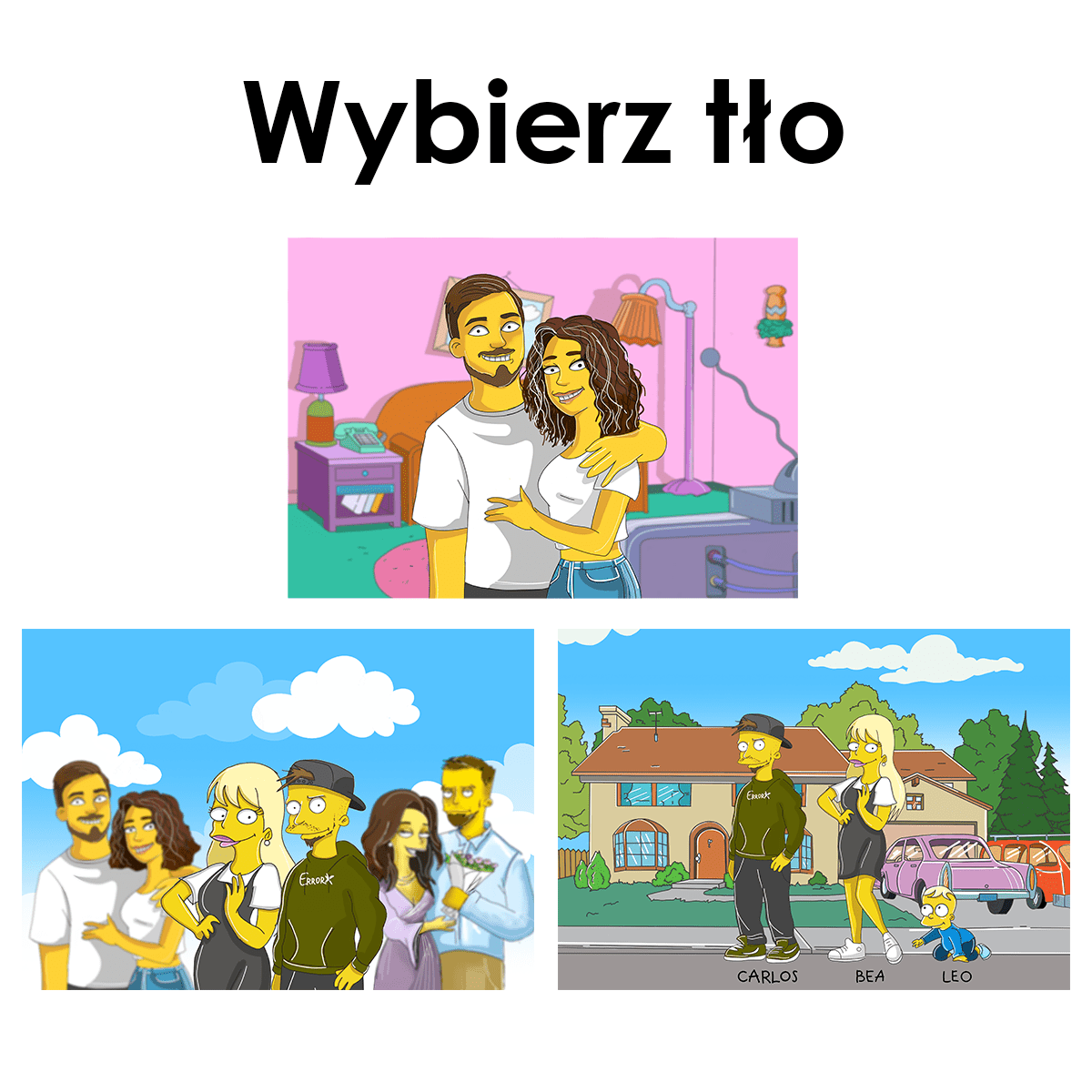 Para w rysunkowym stylu - druk na płótnie, spersonalizowany prezent dla pary - Adamell.pl