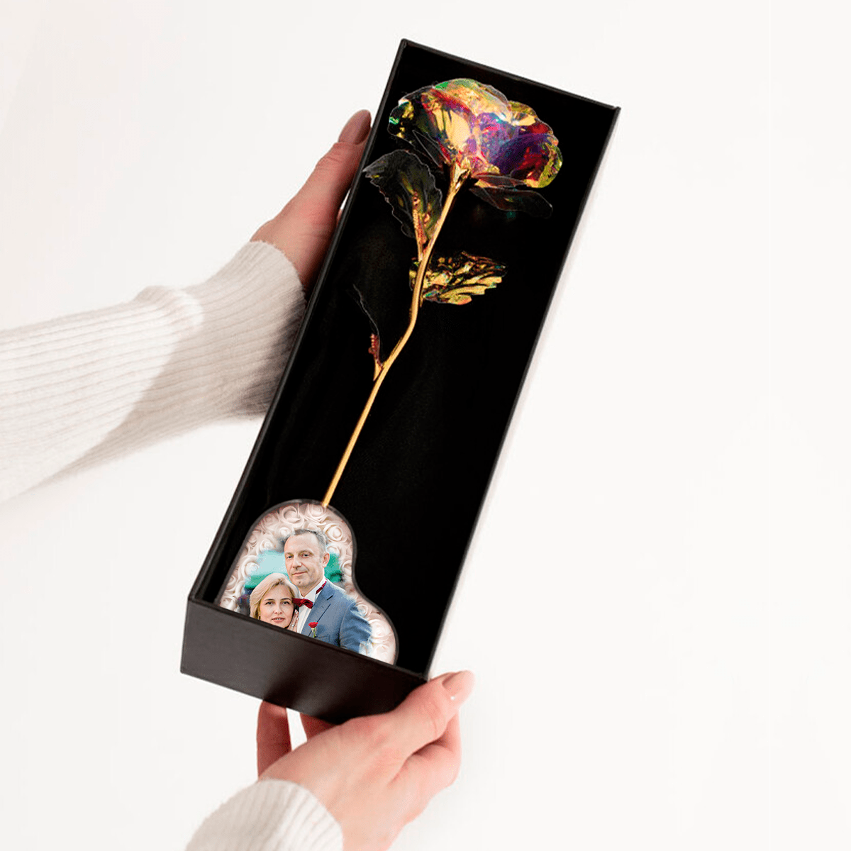 Personalizowana róża wieczna świecąca z nadrukiem + GRATISY - Adamell.pl