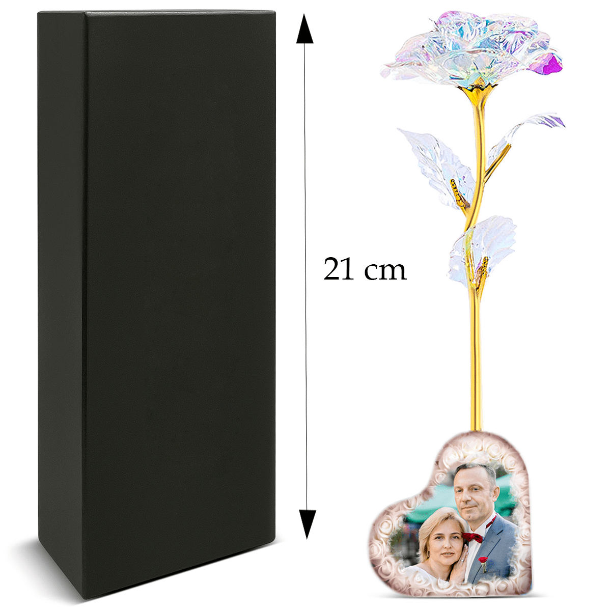 Personalizowana róża wieczna świecąca z nadrukiem + GRATISY - Adamell.pl