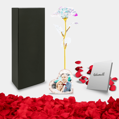 Personalizowana róża wieczna świecąca z nadrukiem + GRATISY - Adamell.pl