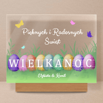 Pięknych i radosnych świąt - Druk na szkle, spersonalizowany prezent na Wielkanoc - Adamell.pl