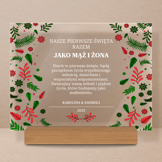 Pierwsza wspólna Gwiazdka - Druk na szkle, spersonalizowany prezent dla pary - Adamell.pl