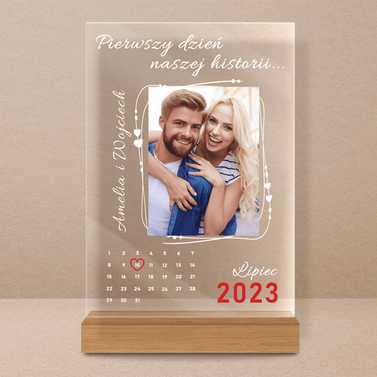 Pierwszy dzień naszej historii - Druk na szkle, spersonalizowany prezent dla pary - Adamell.pl