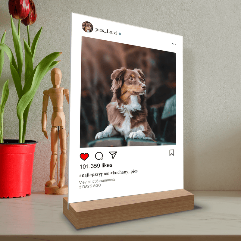 Pies Instagram - Druk na szkle, spersonalizowany prezent - Adamell.pl