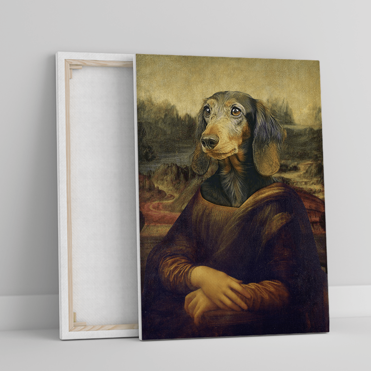 Pies Mona Lisa - druk na płótnie, spersonalizowany prezent dla właściciela psa - Adamell.pl