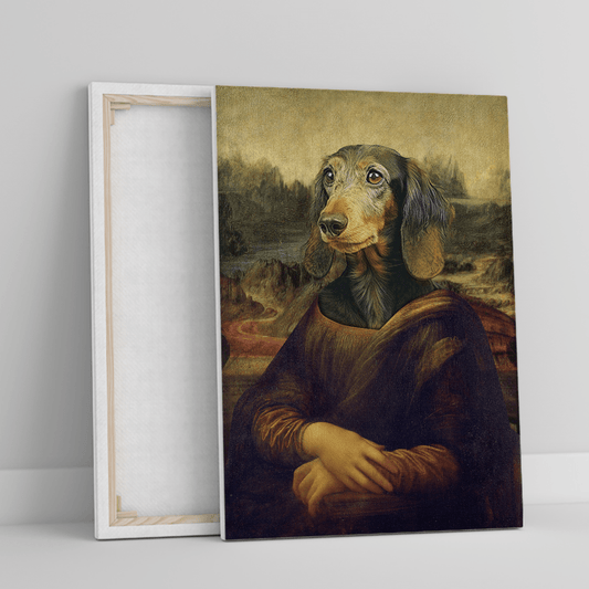 Pies Mona Lisa - druk na płótnie, spersonalizowany prezent dla właściciela psa - Adamell.pl
