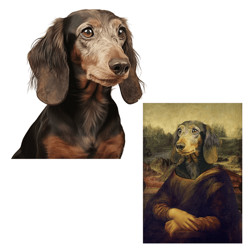 Pies Mona Lisa - druk na płótnie, spersonalizowany prezent dla właściciela psa - Adamell.pl
