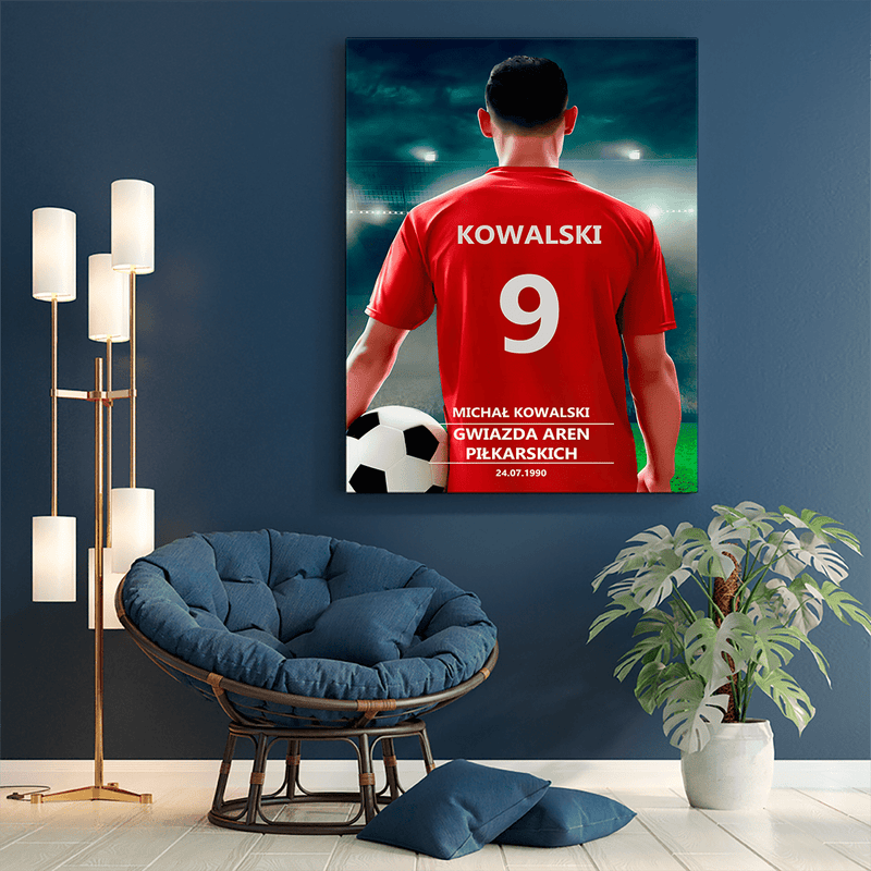 Piłkarz - druk na płótnie, spersonalizowany prezent dla niego - Adamell.pl