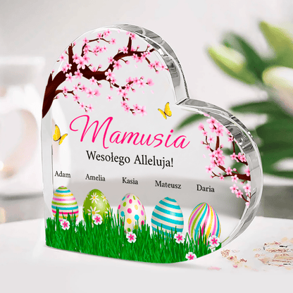 Pisanki z imionami dla mamy - Szklane serce, spersonalizowany prezent dla mamy - Adamell.pl
