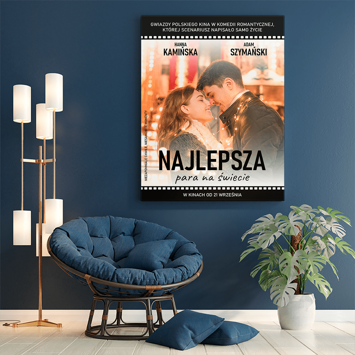 Plakat filmowy - druk na płótnie, spersonalizowany prezent dla pary - Adamell.pl