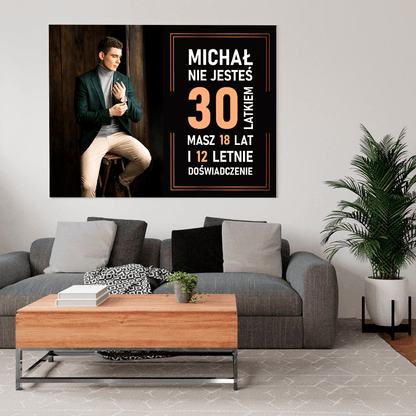 Plakat na 30 urodziny - druk na płótnie, spersonalizowany prezent dla niego - Adamell.pl