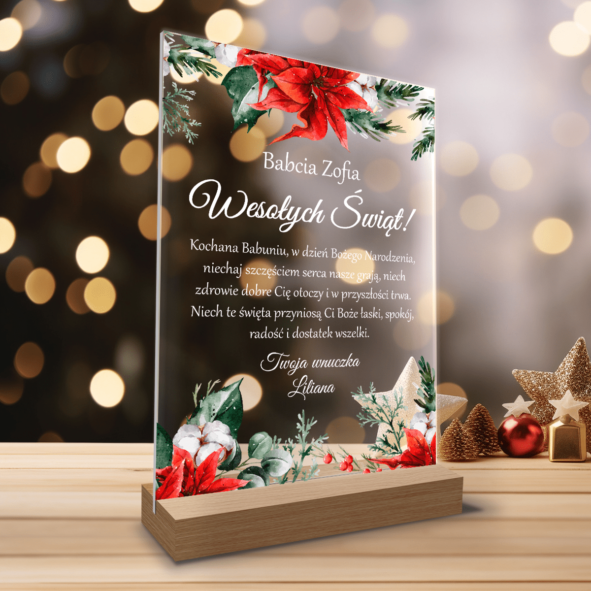 Podziękowanie dla babci na święta - Druk na szkle, spersonalizowany prezent dla babci - Adamell.pl