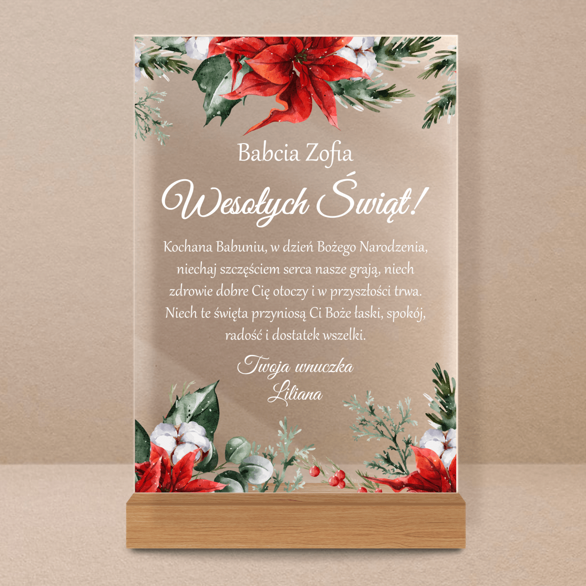 Podziękowanie dla babci na święta - Druk na szkle, spersonalizowany prezent dla babci - Adamell.pl