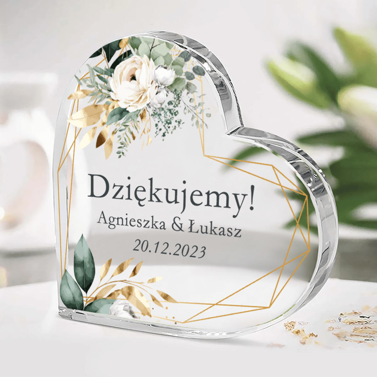 Podziękowanie ślubne - Szklane serce, spersonalizowany prezent dla rodziców - Adamell.pl