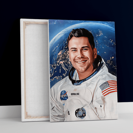 Portret austronauty - druk na płótnie, spersonalizowany prezent dla niego - Adamell.pl