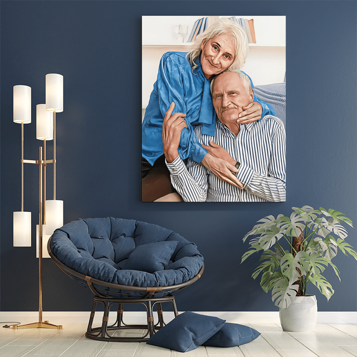 Portret babci i dziadka - druk na płótnie, spersonalizowany prezent dla dziadków - Adamell.pl