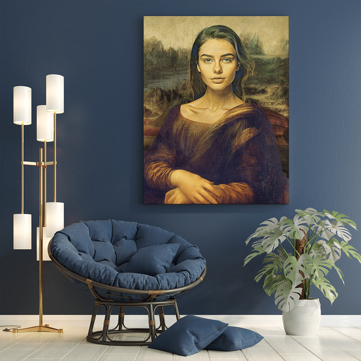 Portret jak Mona Lisa - druk na płótnie, spersonalizowany prezent dla niej - Adamell.pl