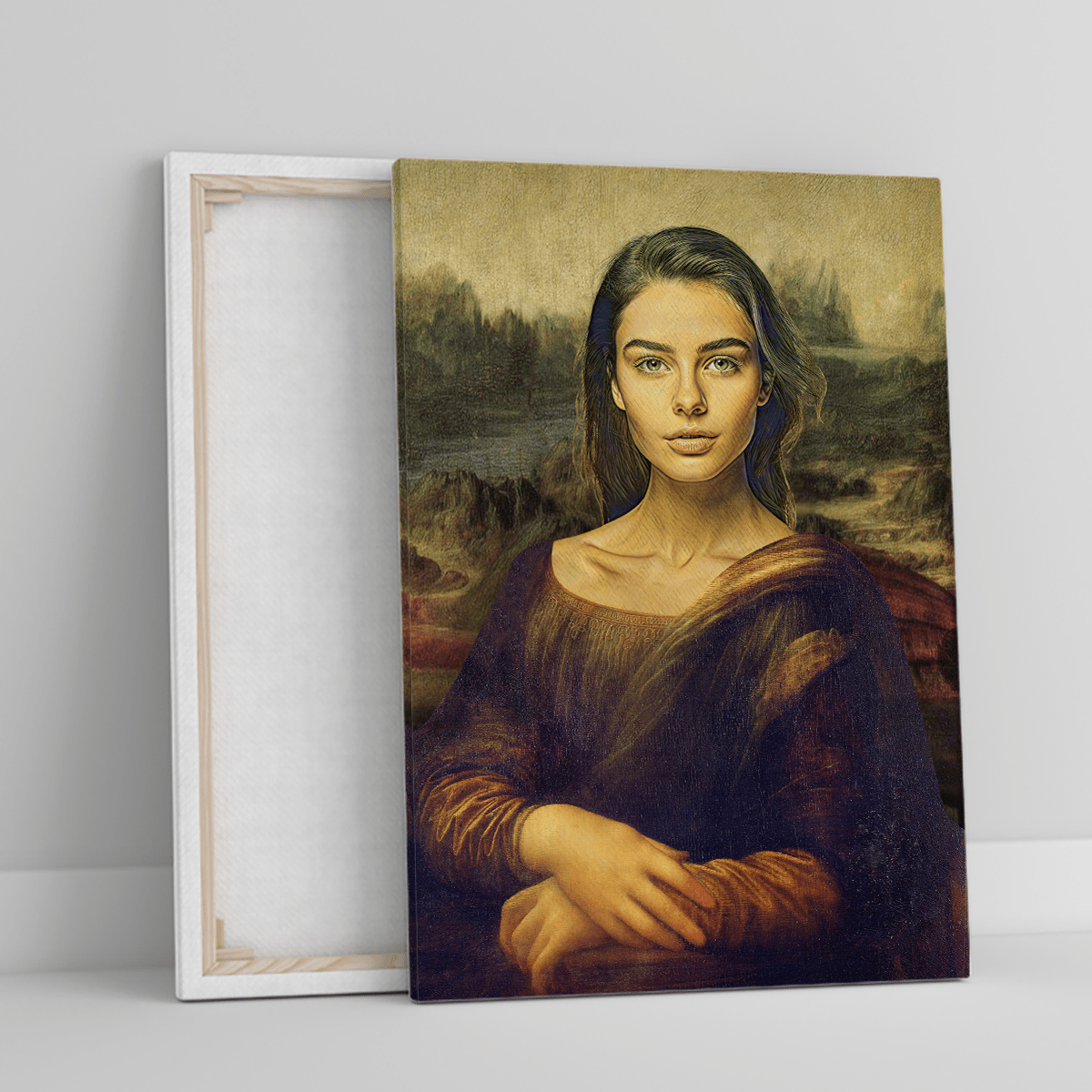 Portret jak Mona Lisa - druk na płótnie, spersonalizowany prezent dla niej - Adamell.pl