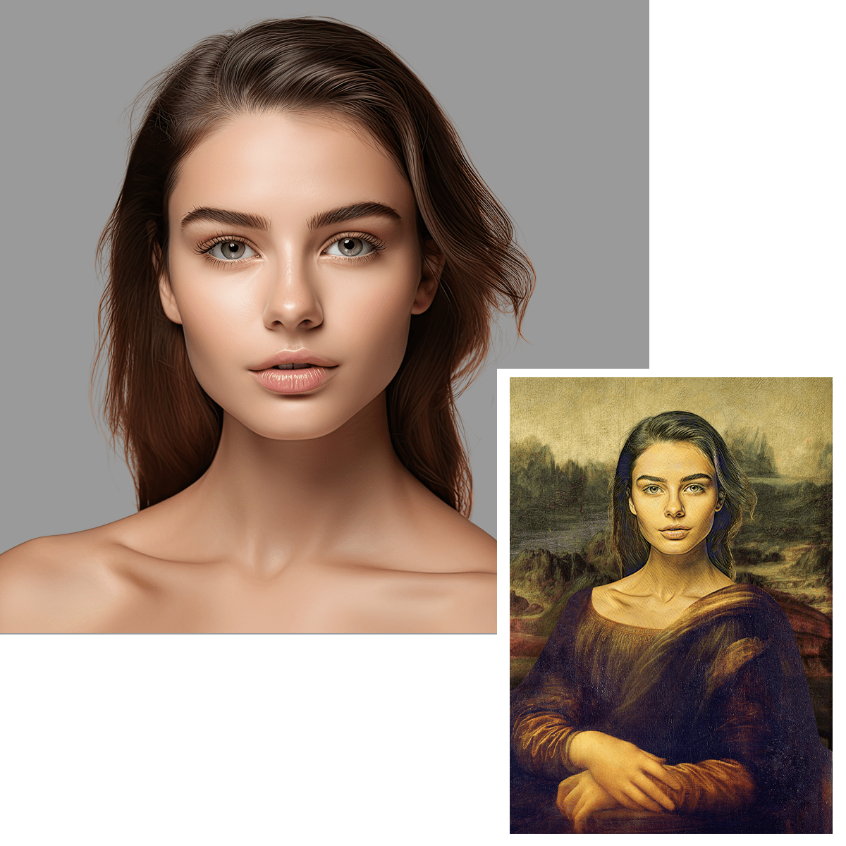 Portret jak Mona Lisa - druk na płótnie, spersonalizowany prezent dla niej - Adamell.pl