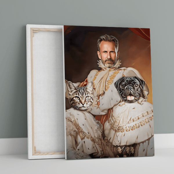 Portret króla z pupilami - druk na płótnie, spersonalizowany prezent dla niego - Adamell.pl