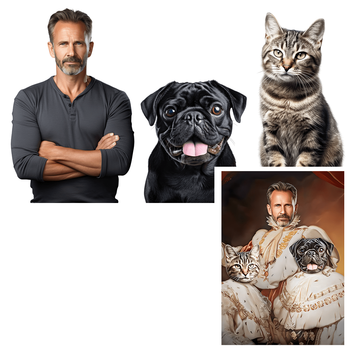 Portret króla z pupilami - druk na płótnie, spersonalizowany prezent dla niego - Adamell.pl