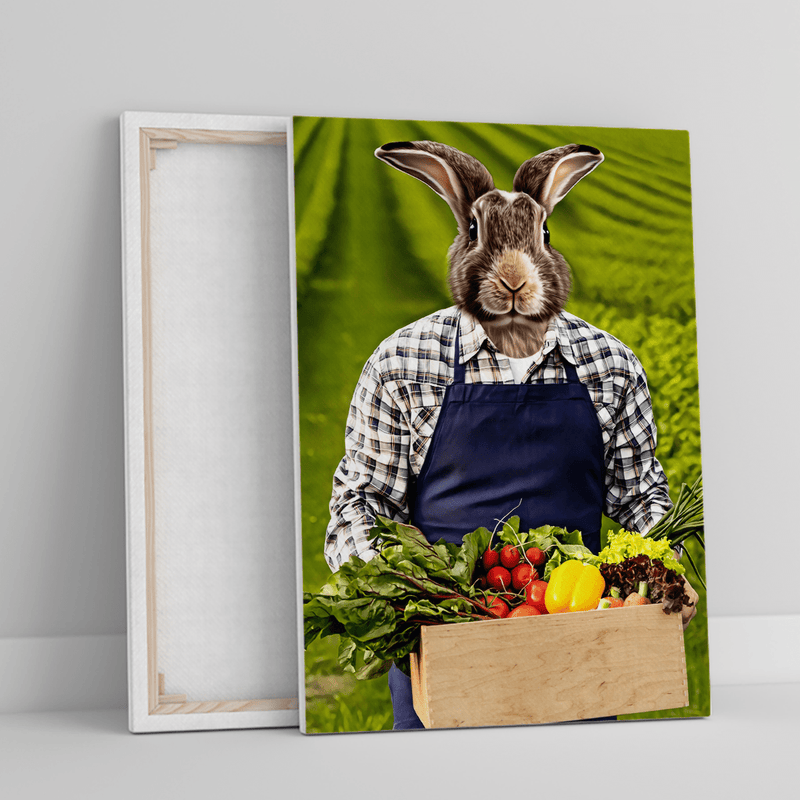 Portret królik farmer - druk na płótnie, spersonalizowany prezent - Adamell.pl