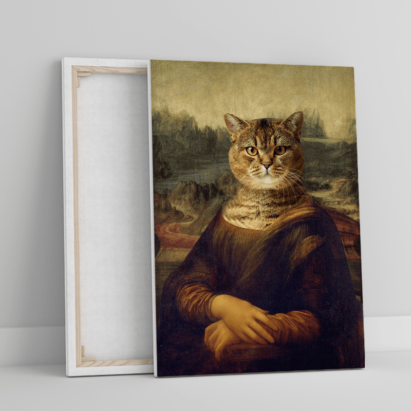 Portret Mona Lisa kot - druk na płótnie, spersonalizowany prezent - Adamell.pl