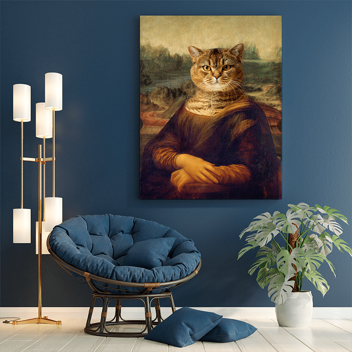 Portret Mona Lisa kot - druk na płótnie, spersonalizowany prezent - Adamell.pl