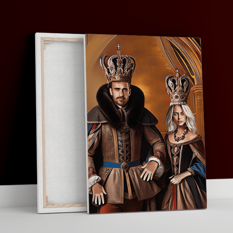 Portret pary królewskiej - druk na płótnie, spersonalizowany prezent dla rodziców - Adamell.pl