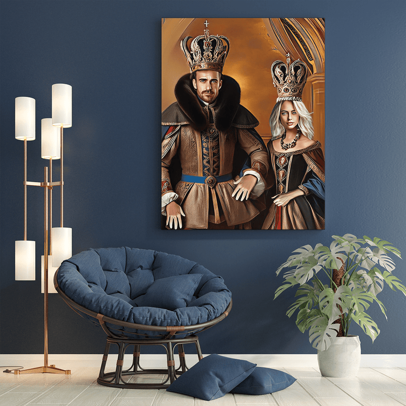 Portret pary królewskiej - druk na płótnie, spersonalizowany prezent dla rodziców - Adamell.pl