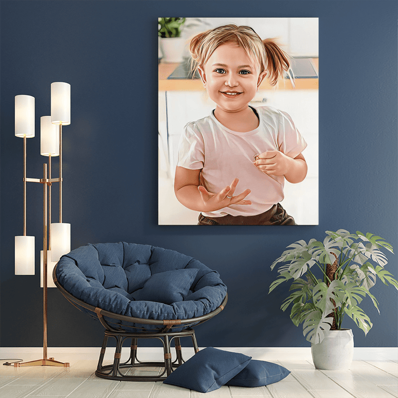 Portret pociechy - druk na płótnie, spersonalizowany prezent dla dziecka - Adamell.pl