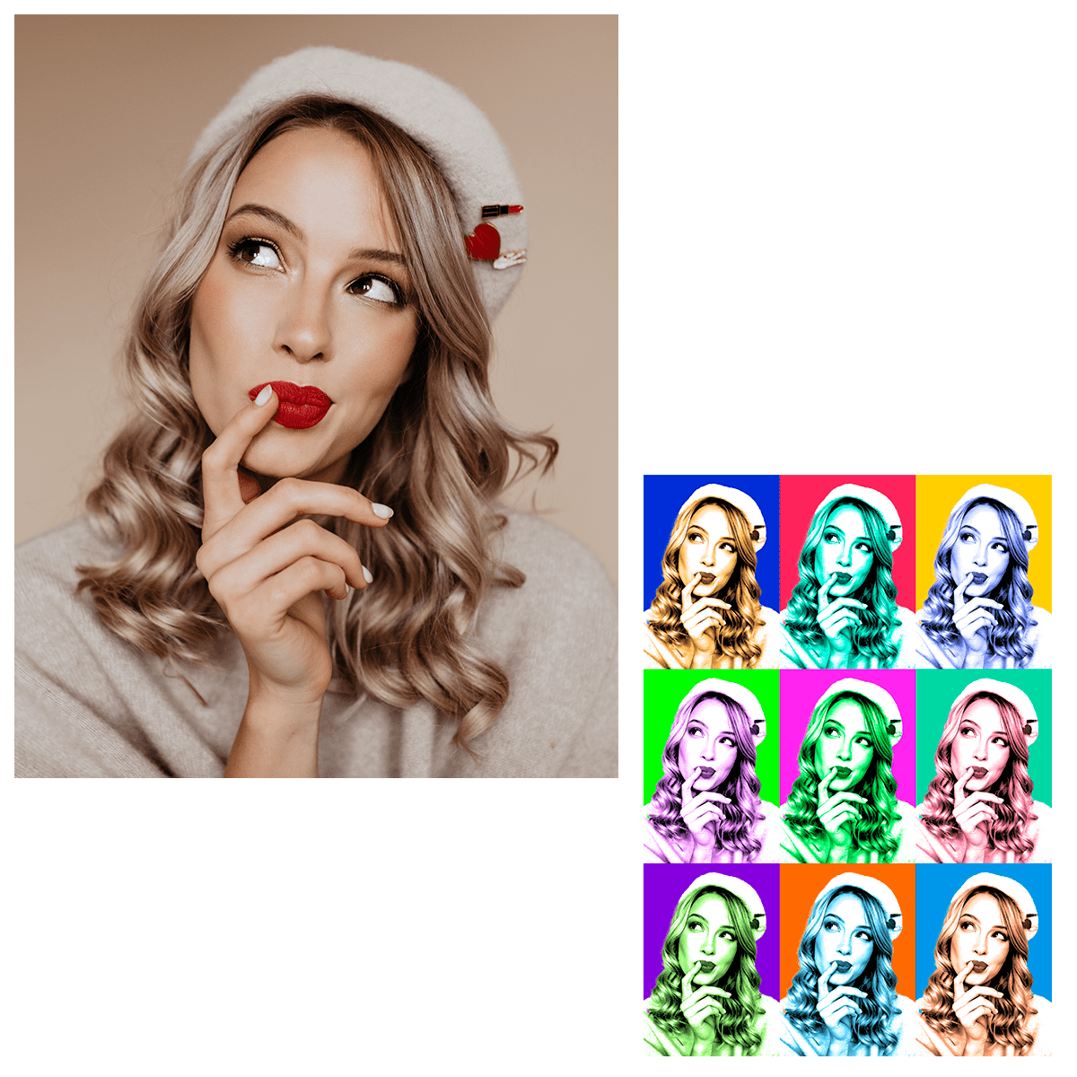 Portret Pop Art - druk na płótnie, spersonalizowany prezent dla niej - Adamell.pl