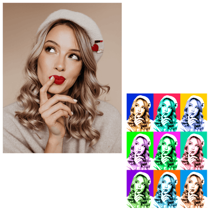 Portret Pop Art - druk na płótnie, spersonalizowany prezent dla niej - Adamell.pl